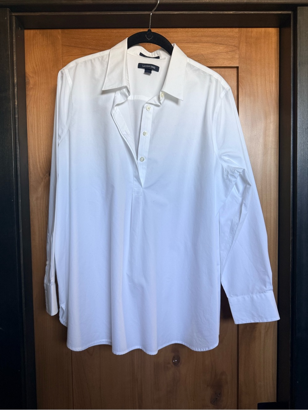 Lands' End White Long-Sleeve Popover Tunic